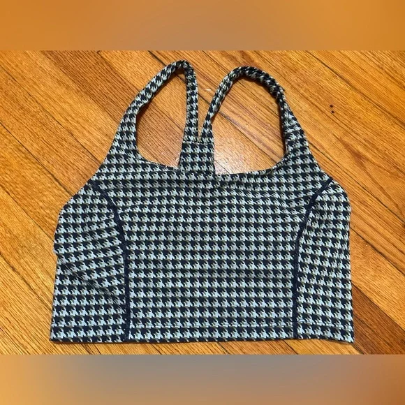 THE UPSIDE Houndstooth Margot Crop Top Check Green/Blue Sport US 10 Activewear - Picture 6 of 8